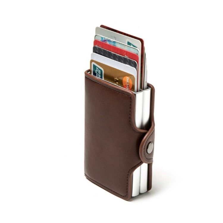 Automatic Pop-up Card Holder Metal Card Box RFID Credit Card Bank Card Box Wallet(Coffee) - Antimagnetic RFID Package by PMC TechLife | Online Shopping South Africa | PMC TechLife | Buy Now Pay Later Mobicred