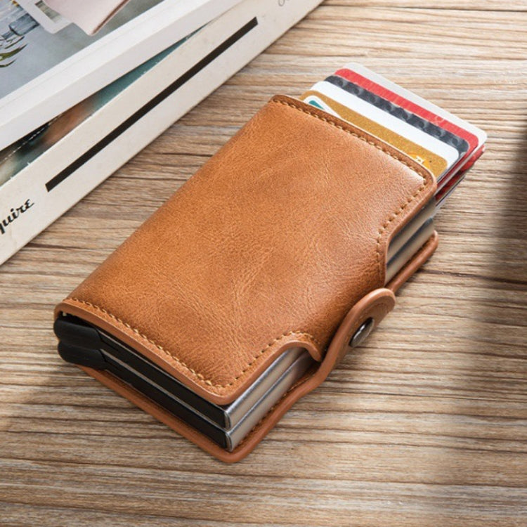 Automatic Pop-up Card Holder Metal Card Box RFID Credit Card Bank Card Box Wallet(Coffee) - Antimagnetic RFID Package by PMC TechLife | Online Shopping South Africa | PMC TechLife | Buy Now Pay Later Mobicred