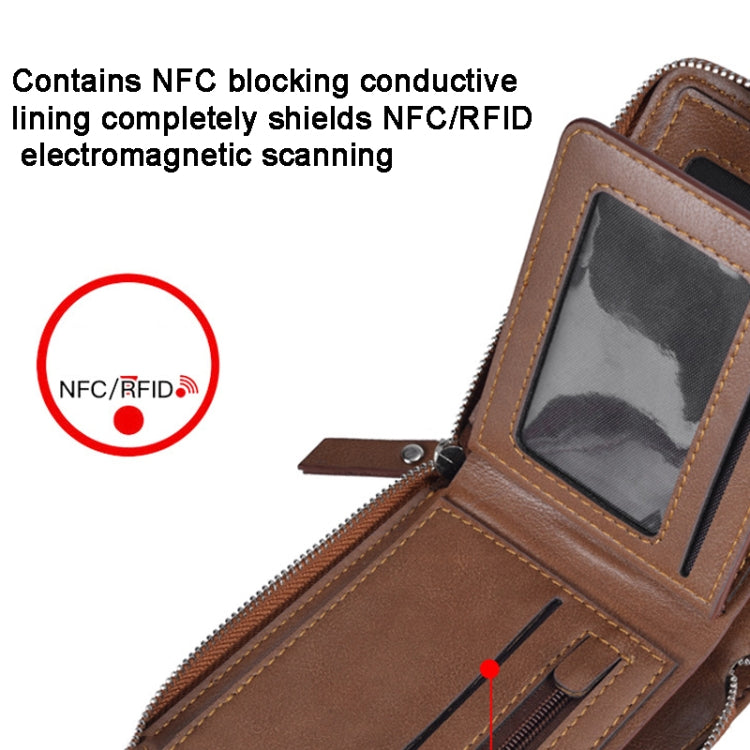 DEABOLAR Men Short Type PU Wallet Retro Zipper RFID Antimagnetic Card Holder(Brown) - Antimagnetic RFID Package by DEABOLAR | Online Shopping South Africa | PMC TechLife | Buy Now Pay Later Mobicred