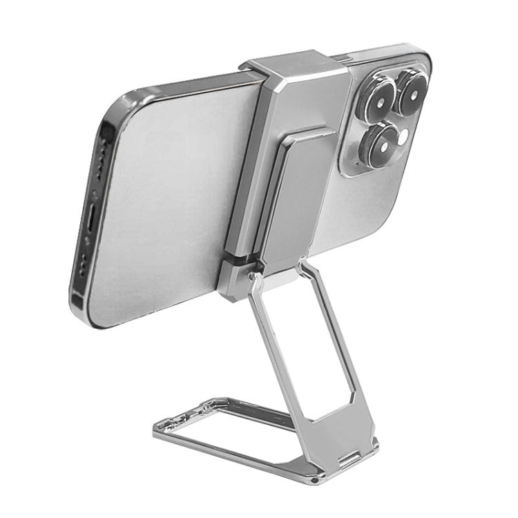 Back Clip Double Ring Magnetic Metal Folding Phone Bracket Desktop Lazy Ring Phone Holder(Silver) - Ring Holder by PMC TechLife | Online Shopping South Africa | PMC TechLife