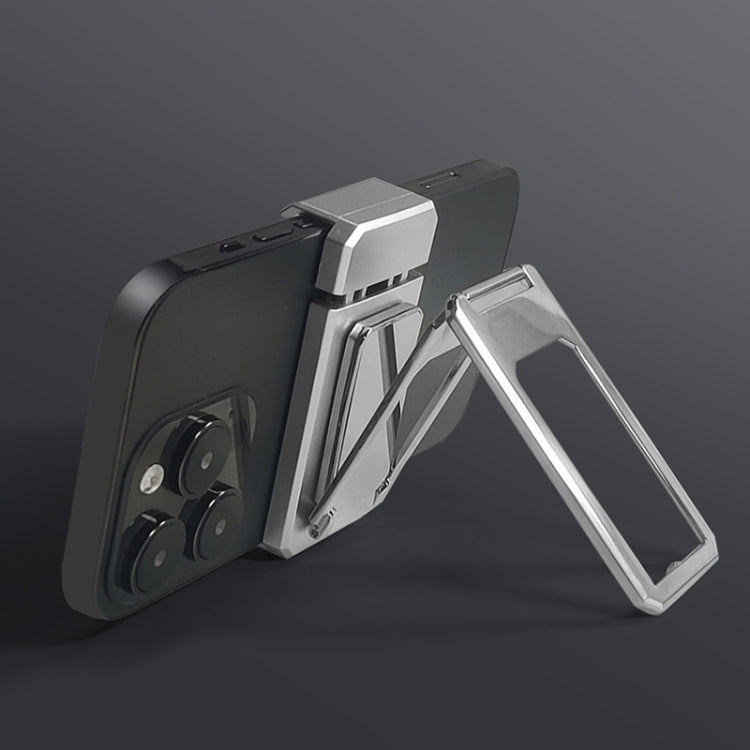 Back Clip Double Ring Magnetic Metal Folding Phone Bracket Desktop Lazy Ring Phone Holder(Silver) - Ring Holder by PMC TechLife | Online Shopping South Africa | PMC TechLife