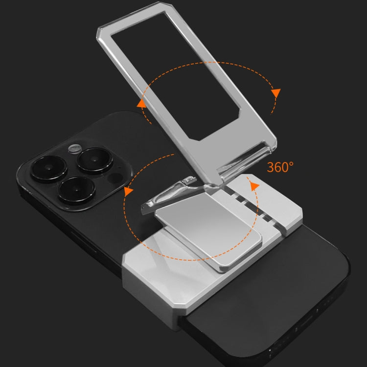 Back Clip Double Ring Magnetic Metal Folding Phone Bracket Desktop Lazy Ring Phone Holder(Silver) - Ring Holder by PMC TechLife | Online Shopping South Africa | PMC TechLife