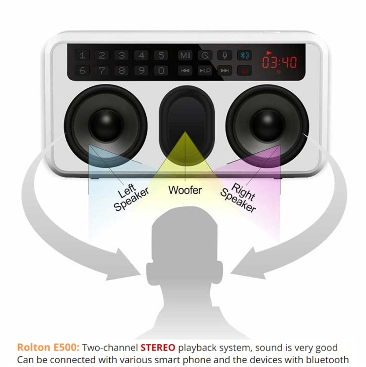 Rolton E500 Bluetooth Speaker 2.1-Channel Built-In Microphone Supports FM Radio(Blue) - free shipping - PMC TechLife - Order now!