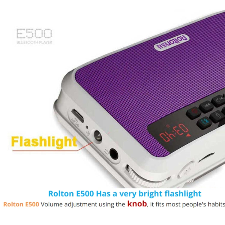 Rolton E500 Bluetooth Speaker 2.1-Channel Built-In Microphone Supports FM Radio(Purple) - Mini Speaker by Rolton | Online Shopping South Africa | PMC Jewellery