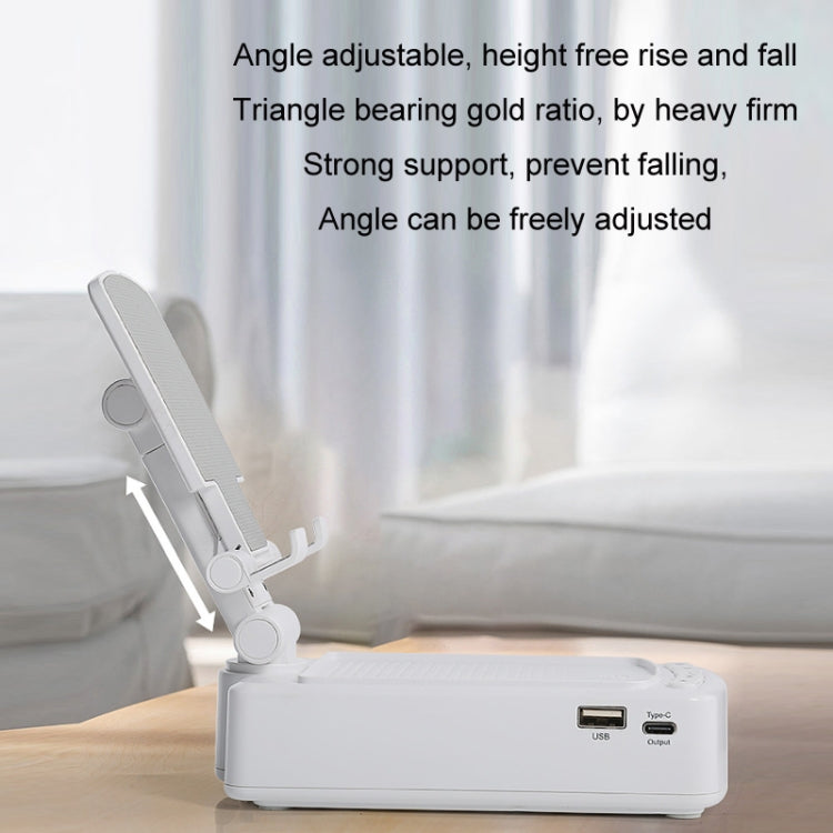 3 in 1 Multi-functional Desktop Mobile Phone Telescopic Bracket Bluetooth Audio(White) - Desktop Holder by PMC TechLife | Online Shopping South Africa | PMC TechLife