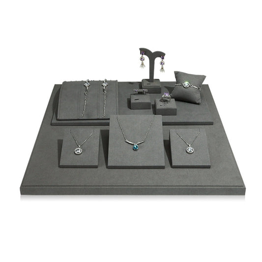 Gray Jewelry Display Microfiber Jewelry Props Display Rack Set 4 - Jewelry Storages by PMC Jewellery | Online Shopping South Africa | PMC Jewellery