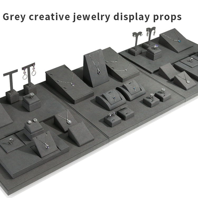 25x12x2cm Increased Board Gray Jewelry Display Microfiber Jewelry Props Display Rack - Jewelry Storages by PMC Jewellery | Online Shopping South Africa | PMC Jewellery