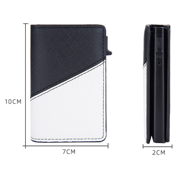 Baellerry RFID Anti-theft Aluminum Box Leather Wallet Side Push Contrasting Antimagnetic Card Holder(Blue) - free shipping - PMC TechLife - Order now!