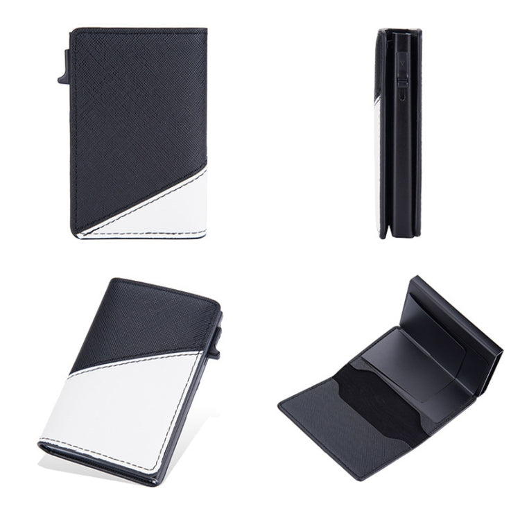 Baellerry RFID Anti-theft Aluminum Box Leather Wallet Side Push Contrasting Antimagnetic Card Holder(Blue) - free shipping - PMC TechLife - Order now!