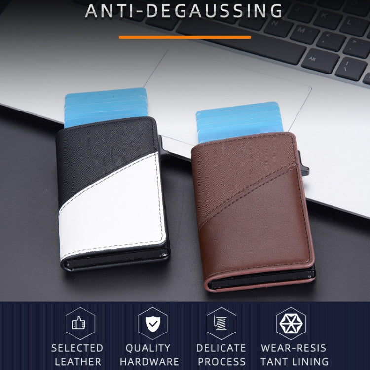 Baellerry RFID Anti-theft Aluminum Box Leather Wallet Side Push Contrasting Antimagnetic Card Holder(Black) - free shipping - PMC TechLife - Order now!