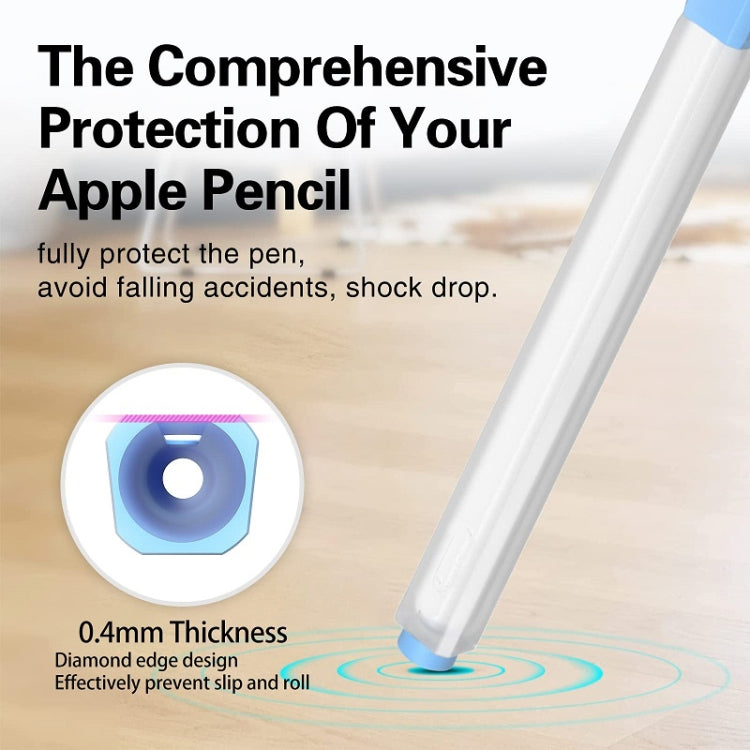 For Apple Pencil 2 Non-Slip Anti-Fall Translucent Segmented Pen Case(Sky Blue) - Pencil Accessories by PMC TechLife | Online Shopping South Africa | PMC TechLife