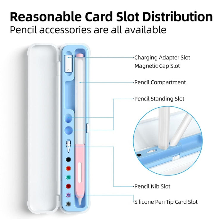 For Apple Pencil 1/2 Capacitance Pen Adapter Accessory Storage Box(Lavender Purple) - Pencil Accessories by PMC TechLife | Online Shopping South Africa | PMC TechLife