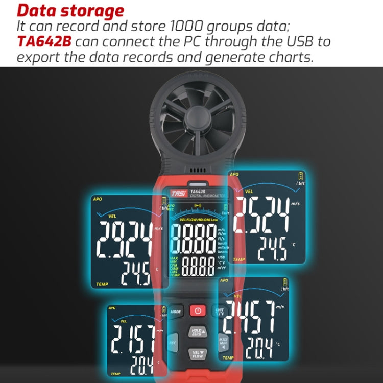 TASI TA642A Portable Digital Wind Speed Meter Air Volume Tester - free shipping - PMC TechLife - Order now!