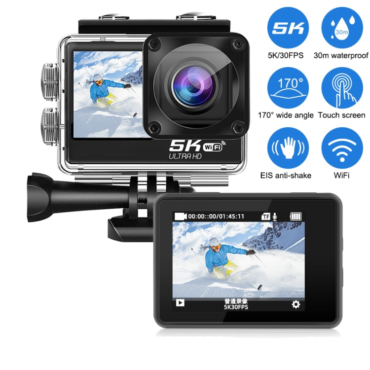 5K/30FPS WIFI HD Anti-Shake Remote Touch Dual-Screen IP68 Waterproof Sports Camera, Style: Camera + 64G Card - Other Camera by PMC TechLife | Online Shopping South Africa | PMC TechLife