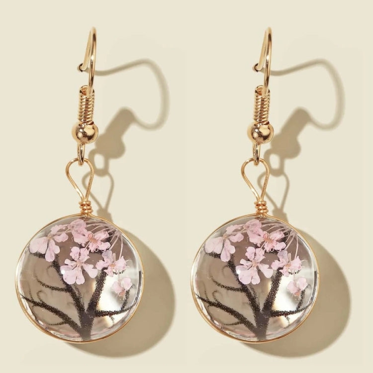 2pcs DIY Handmade Glass Dried Flowers Gypsophila Earrings(Life Tree) - Stud Earrings & Earrings by PMC Jewellery | Online Shopping South Africa | PMC Jewellery