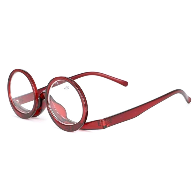 Makeup Magnifying Glass Presbyopic Glasses Flip Swivel Reading Glasses, Degree: +300(Wine Red) - Presbyopic Glasses by PMC Jewellery | Online Shopping South Africa | PMC Jewellery