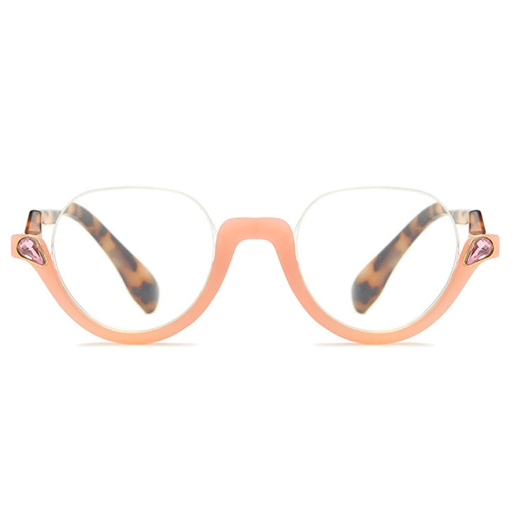 Diamond Studded Cat Eye Presbyopic Glasses Half-frame Fish-filament Glasses Unisex, Degree: 150(Light Pink) - Presbyopic Glasses by PMC Jewellery | Online Shopping South Africa | PMC Jewellery