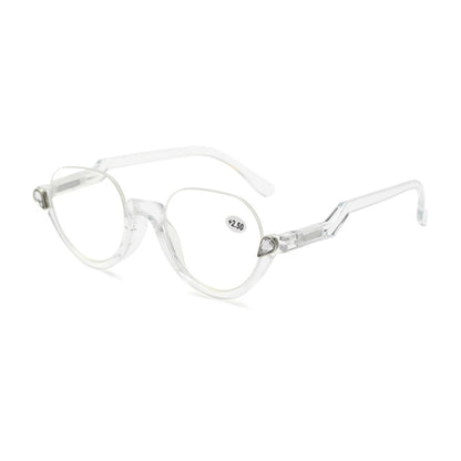 Diamond Studded Cat Eye Presbyopic Glasses Half-frame Fish-filament Glasses Unisex, Degree: 150(Transparent) - Presbyopic Glasses by PMC Jewellery | Online Shopping South Africa | PMC Jewellery