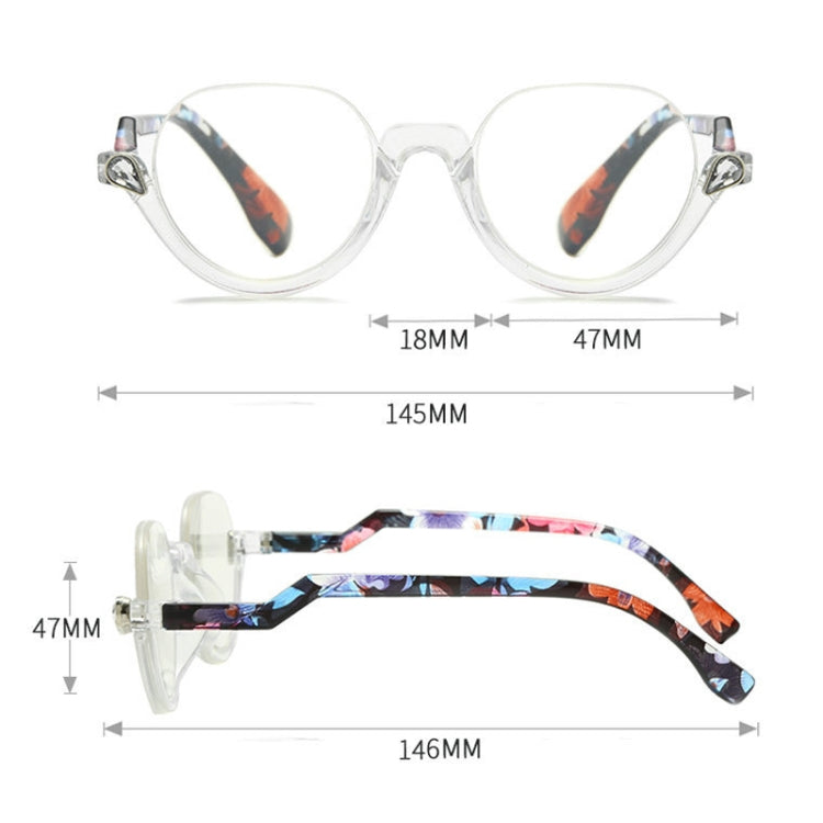 Diamond Studded Cat Eye Presbyopic Glasses Half-frame Fish-filament Glasses Unisex, Degree: +300(Gray Purple) - Presbyopic Glasses by PMC Jewellery | Online Shopping South Africa | PMC Jewellery