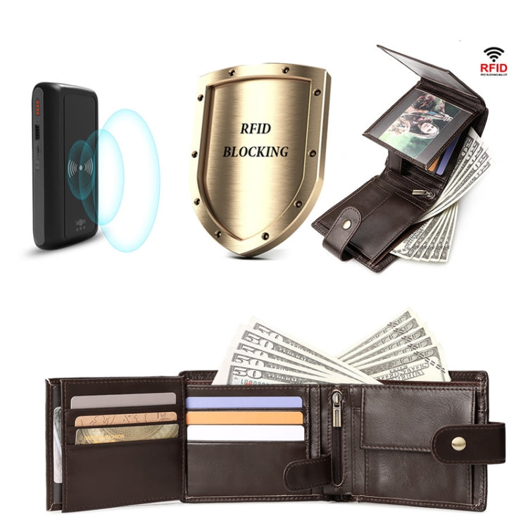 HUMERPAUL RFID Anti-magnetic Cox Purse Multi-card Card Bag Short Men Wallet(Brown) - Antimagnetic RFID Package by HUMERPAUL | Online Shopping South Africa | PMC TechLife | Buy Now Pay Later Mobicred