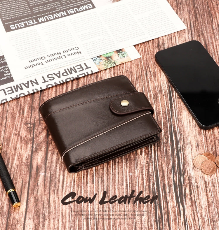 HUMERPAUL RFID Anti-magnetic Cox Purse Multi-card Card Bag Short Men Wallet(Brown) - Antimagnetic RFID Package by HUMERPAUL | Online Shopping South Africa | PMC TechLife | Buy Now Pay Later Mobicred