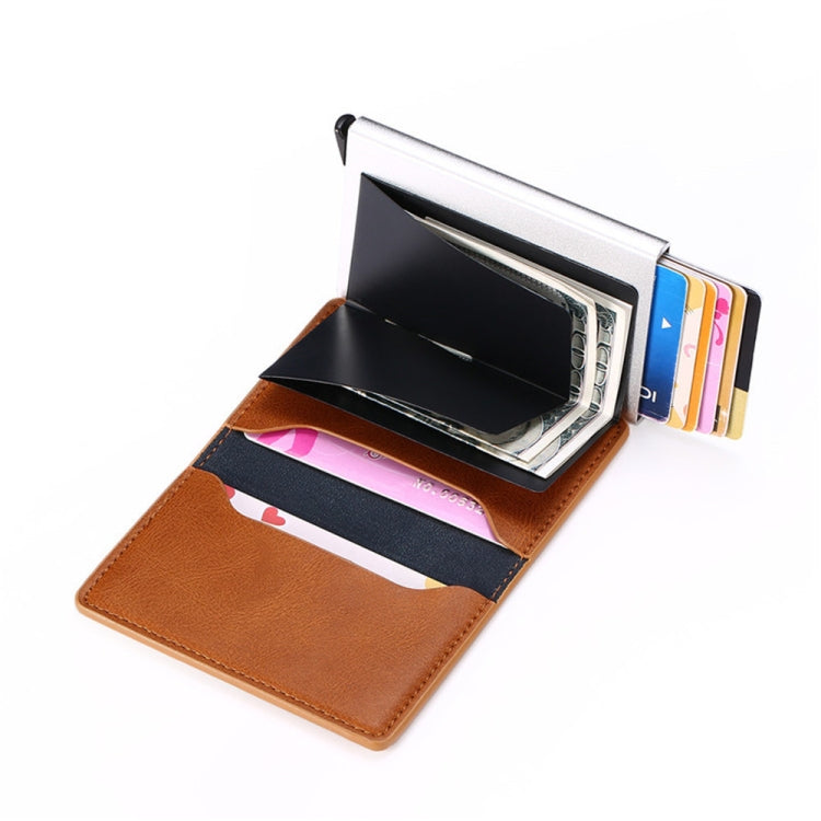 HUMERPAUL RFID Anti-Magnetic Automatic Card Set Credit Card Box Coin Bag(Dark Brown) - free shipping - PMC TechLife - Order now!
