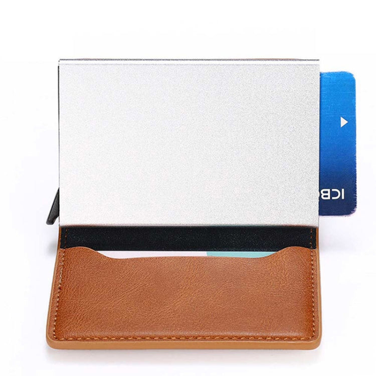 HUMERPAUL RFID Anti-Magnetic Automatic Card Set Credit Card Box Coin Bag(Brown) - free shipping - PMC TechLife - Order now!