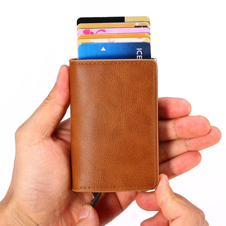 HUMERPAUL RFID Anti-Magnetic Automatic Card Set Credit Card Box Coin Bag(Brown) - free shipping - PMC TechLife - Order now!