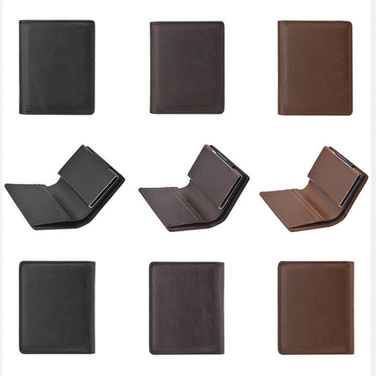 RFID Anti-Theft Short Wallet Automatic Pop-Up Aluminum Alloy Antimagnetic Card Holder(Dark Brown) - Antimagnetic RFID Package by PMC TechLife | Online Shopping South Africa | PMC TechLife | Buy Now Pay Later Mobicred