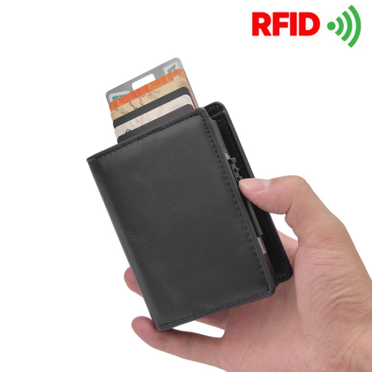 RFID Anti-Theft Short Wallet Automatic Pop-Up Aluminum Alloy Antimagnetic Card Holder(Black) - Antimagnetic RFID Package by PMC TechLife | Online Shopping South Africa | PMC TechLife | Buy Now Pay Later Mobicred