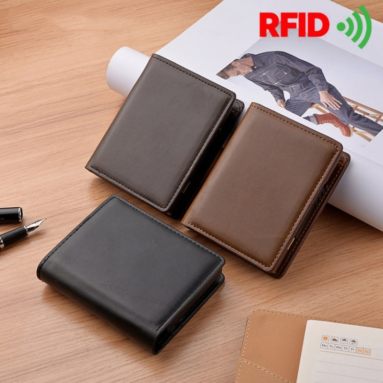 RFID Anti-Theft Short Wallet Automatic Pop-Up Aluminum Alloy Antimagnetic Card Holder(Black) - Antimagnetic RFID Package by PMC TechLife | Online Shopping South Africa | PMC TechLife | Buy Now Pay Later Mobicred