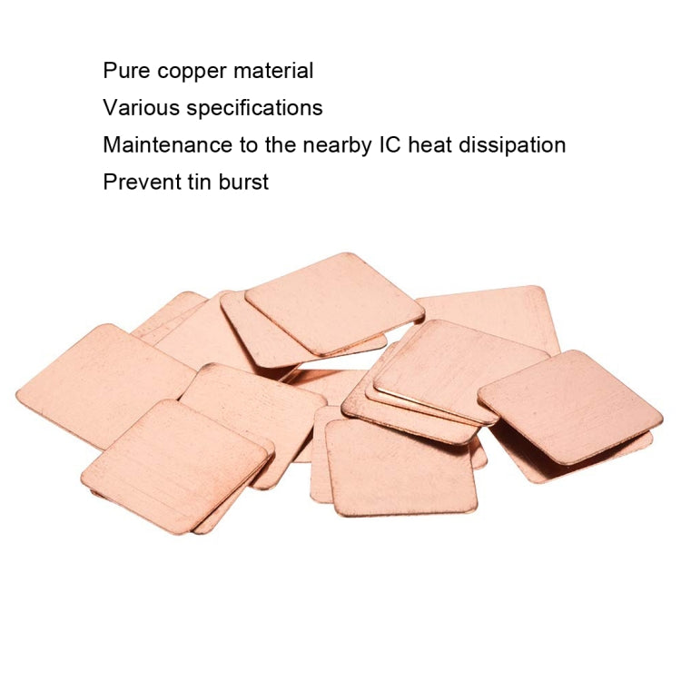 20pcs Laptop Cooling Copper Heat Sink Thermal Conductive Tabs Cell Phone Computer Graphics Card Heat Sinks 20x20x0.3mm - free shipping - PMC TechLife - Order now!