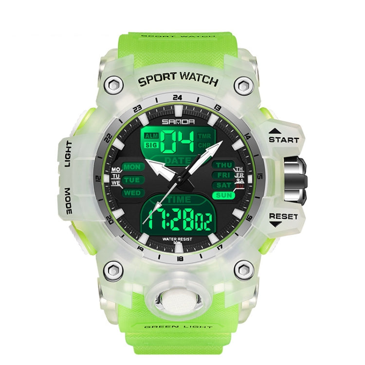 SANDA Green Light Alarm Clock Multifunctional Waterproof Shockproof Transparent Watch(Transparent Green) - Silicone Strap Watches by SANDA | Online Shopping South Africa | PMC Jewellery