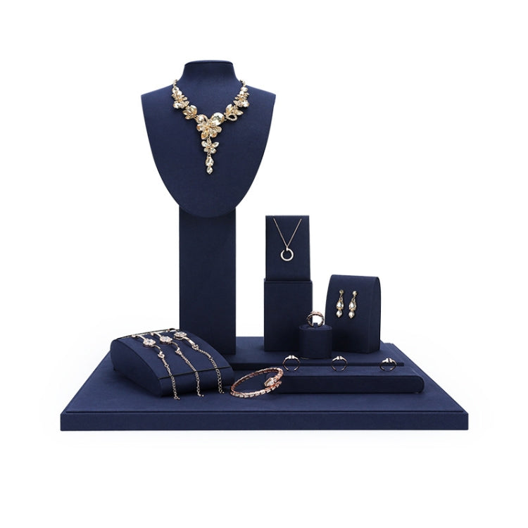 Jewelry Display Props Blue Microfiber Window Necklace Earring Ring Stand Set 3 - Jewelry Storages by PMC Jewellery | Online Shopping South Africa | PMC Jewellery