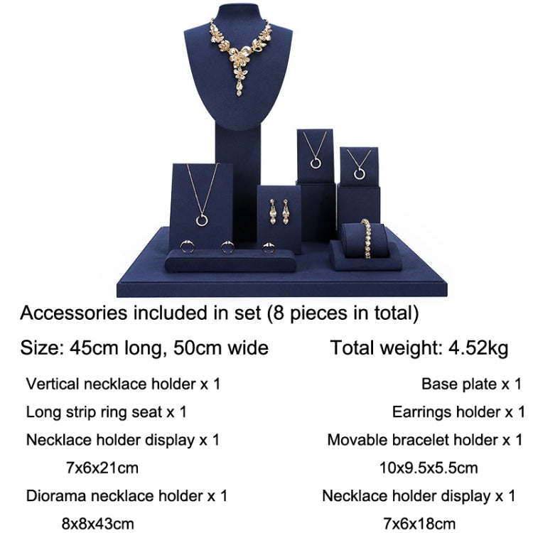 Jewelry Display Props Blue Microfiber Window Necklace Earring Ring Stand Set 9 - Jewelry Storages by PMC Jewellery | Online Shopping South Africa | PMC Jewellery