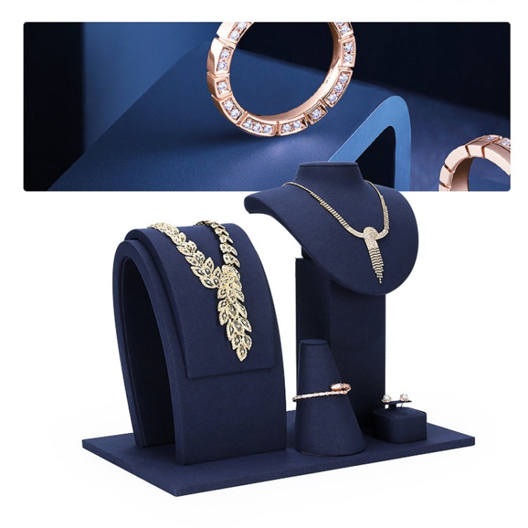 Jewelry Display Props Blue Microfiber Window Necklace Earring Ring Stand Set 6 - Jewelry Storages by PMC Jewellery | Online Shopping South Africa | PMC Jewellery