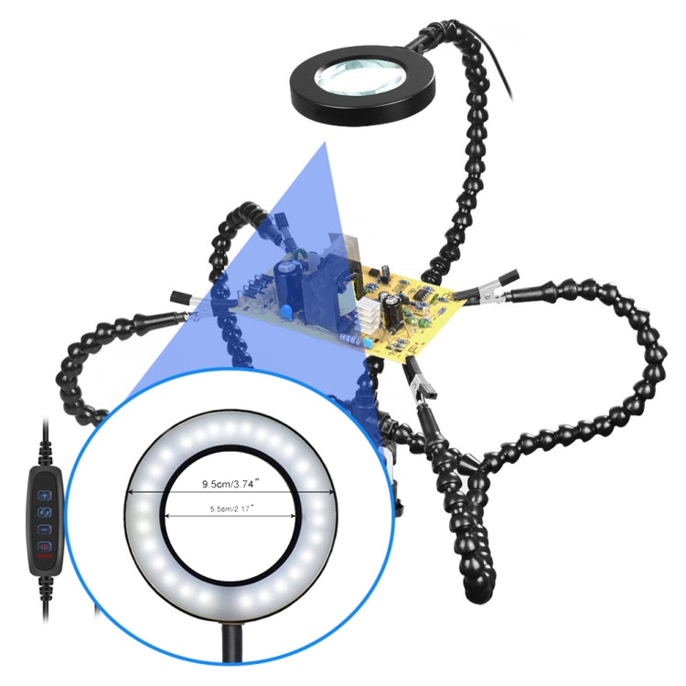 Phone PCB Circuit Board Repair Fixed Folder Welding Assisted DIY Model Clamping Tool, Style: 5 Claws+Magnifying Glass Lamp (Blue) - Others by PMC TechLife | Online Shopping South Africa | PMC TechLife | Buy Now Pay Later Mobicred