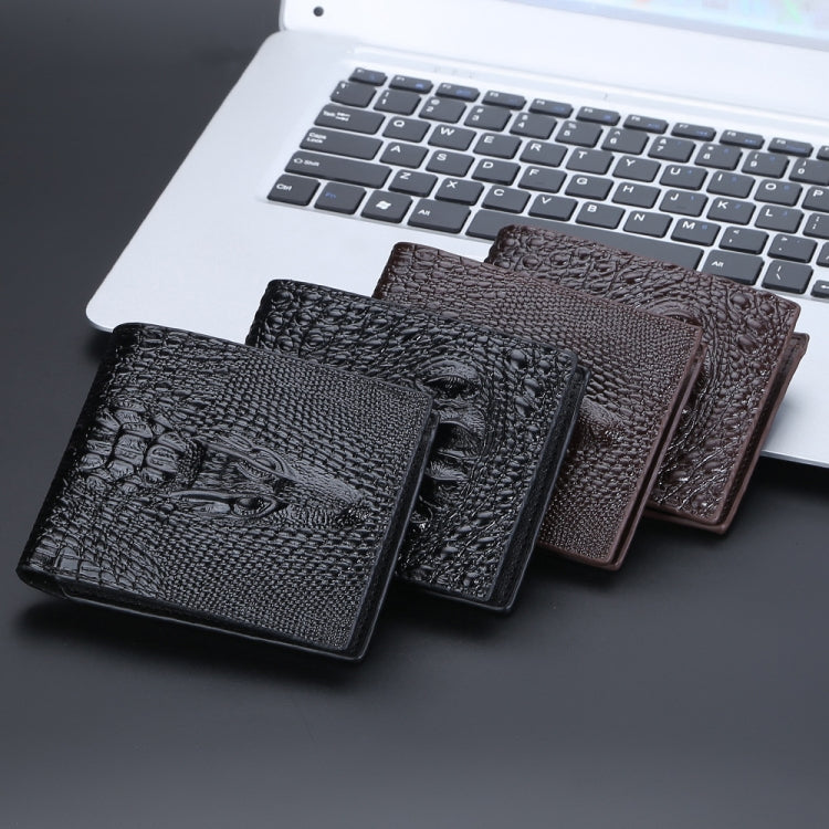Baellerry Crocodile Print Men Short Wallet Vintage Multi-card Slot Coin Purse(Brown Head) - Wallets by Baellerry | Online Shopping South Africa | PMC TechLife | Buy Now Pay Later Mobicred