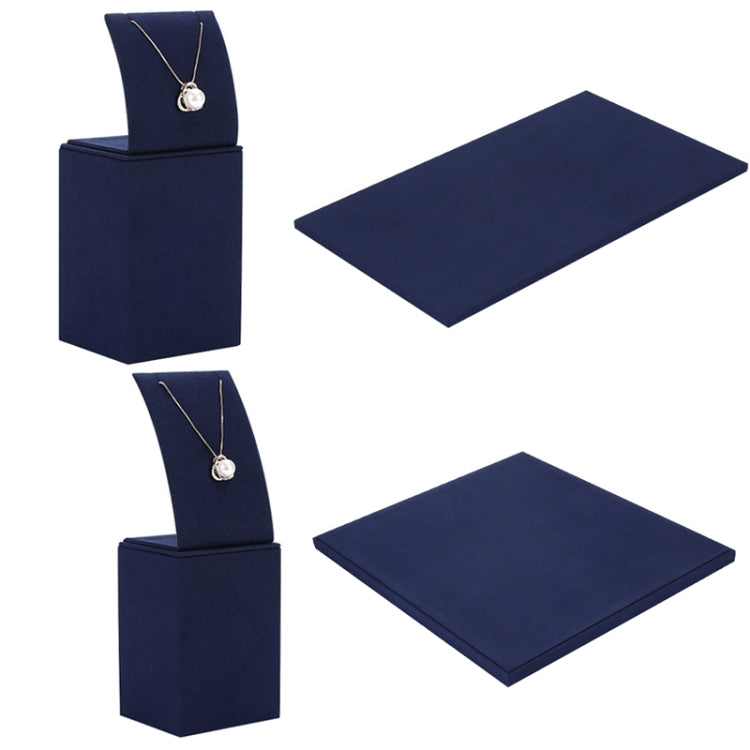 7x6x18cm Necklace Display Stand Jewelry Display Props Blue Microfiber Window Necklace Earring Ring Stand - Jewelry Storages by PMC Jewellery | Online Shopping South Africa | PMC Jewellery