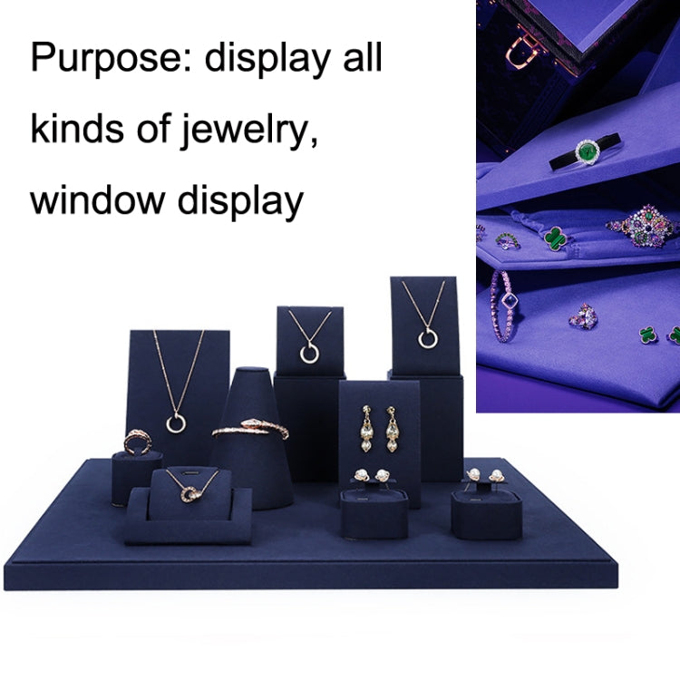 45x50x2cm Bottom Plate Jewelry Display Props Blue Microfiber Window Necklace Earring Ring Stand - Jewelry Storages by PMC Jewellery | Online Shopping South Africa | PMC Jewellery