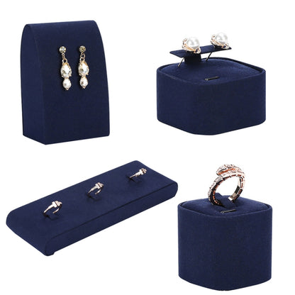 5x5x3cm Rectangular Stud Seat Jewelry Display Props Blue Microfiber Window Necklace Earring Ring Stand - Jewelry Storages by PMC Jewellery | Online Shopping South Africa | PMC Jewellery