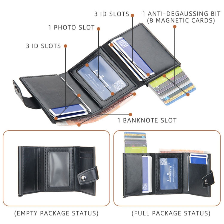 Baellerry RFID Anti-Theft Automatic Pop-Up Card Wallet Buckle Metal Aluminum Shell Card Holder(Yellow Brown) - free shipping - PMC TechLife - Order now!