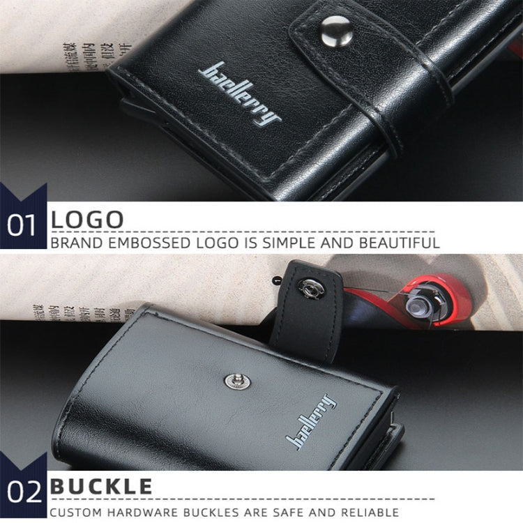 Baellerry RFID Anti-Theft Automatic Pop-Up Card Wallet Buckle Metal Aluminum Shell Card Holder(Black) - Antimagnetic RFID Package by Baellerry | Online Shopping South Africa | PMC TechLife | Buy Now Pay Later Mobicred