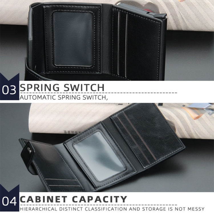 Baellerry RFID Anti-Theft Automatic Pop-Up Card Wallet Buckle Metal Aluminum Shell Card Holder(Coffee) - Antimagnetic RFID Package by Baellerry | Online Shopping South Africa | PMC TechLife | Buy Now Pay Later Mobicred