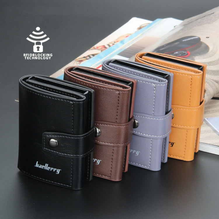 Baellerry RFID Anti-Theft Automatic Pop-Up Card Wallet Buckle Metal Aluminum Shell Card Holder(Black) - Antimagnetic RFID Package by Baellerry | Online Shopping South Africa | PMC TechLife | Buy Now Pay Later Mobicred
