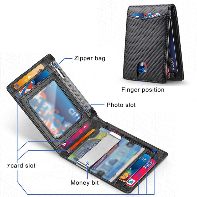 RFID Anti-Theft Brush Men Vintage Leather Wallet Card Case(Carbon Fiber+Orange Inside) - free shipping - PMC TechLife - Order now!