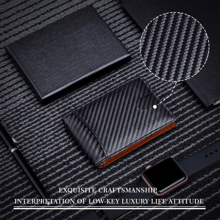 RFID Anti-Theft Brush Leather Multi Card Pocket Coin Wallet Credit Card Case(Carbon Fiber+Black Inside) - free shipping - PMC TechLife - Order now!