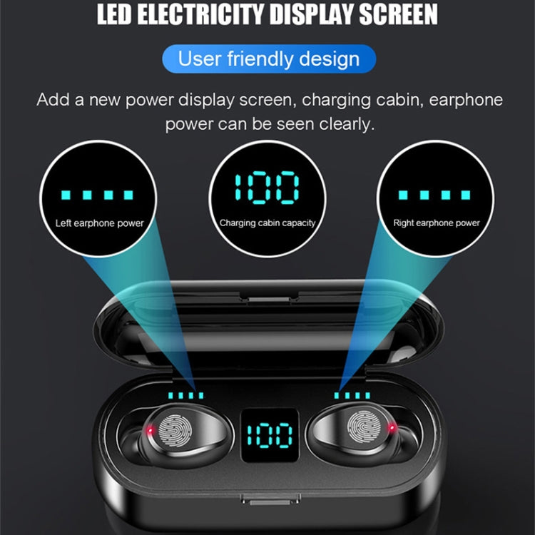 F9-2 LED Digital Display Wireless In-Ear Noise Reduction Long Life Bluetooth Headset(Black) - Bluetooth Earphone by PMC TechLife | Online Shopping South Africa | PMC TechLife