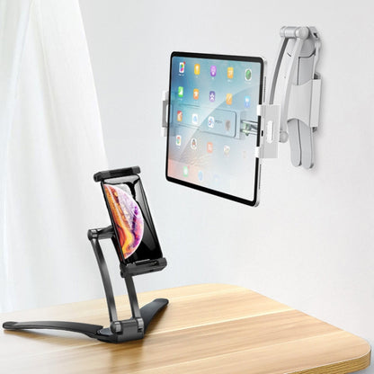 2 In 1 Aluminum Alloy Tablet PC Holder Wall Mount Mobile Phone Holder(Silver) - Desktop Holder by PMC Jewellery | Online Shopping South Africa | PMC Jewellery