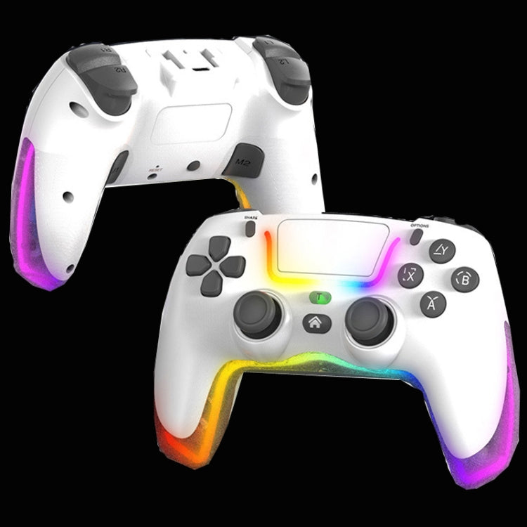 For PS4 Dazzle Color Light Wireless Bluetooth Grip(White) - Gamepads by PMC Jewellery | Online Shopping South Africa | PMC Jewellery